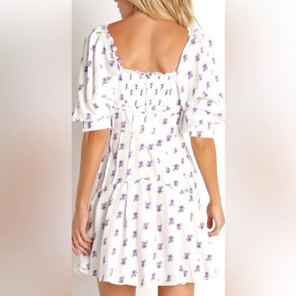 For Love And Lemons Viola dress / White and Purple Ruffled Tiered Sundress - Picture 4 of 8